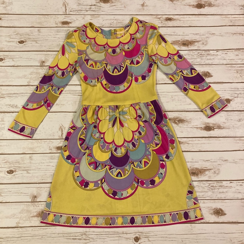 Vintage Neiman Marcus Trophy Room Emilio Pucci Colorful Mod Silk Sheath Dress - Picture 1 of 15